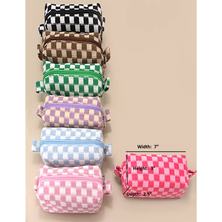 JOSSLYN by wall to wall - Wholesale Makeup/Cosmetic Bag - CHECKER MAKEUP COSMETIC POUCH BAG | 40P522