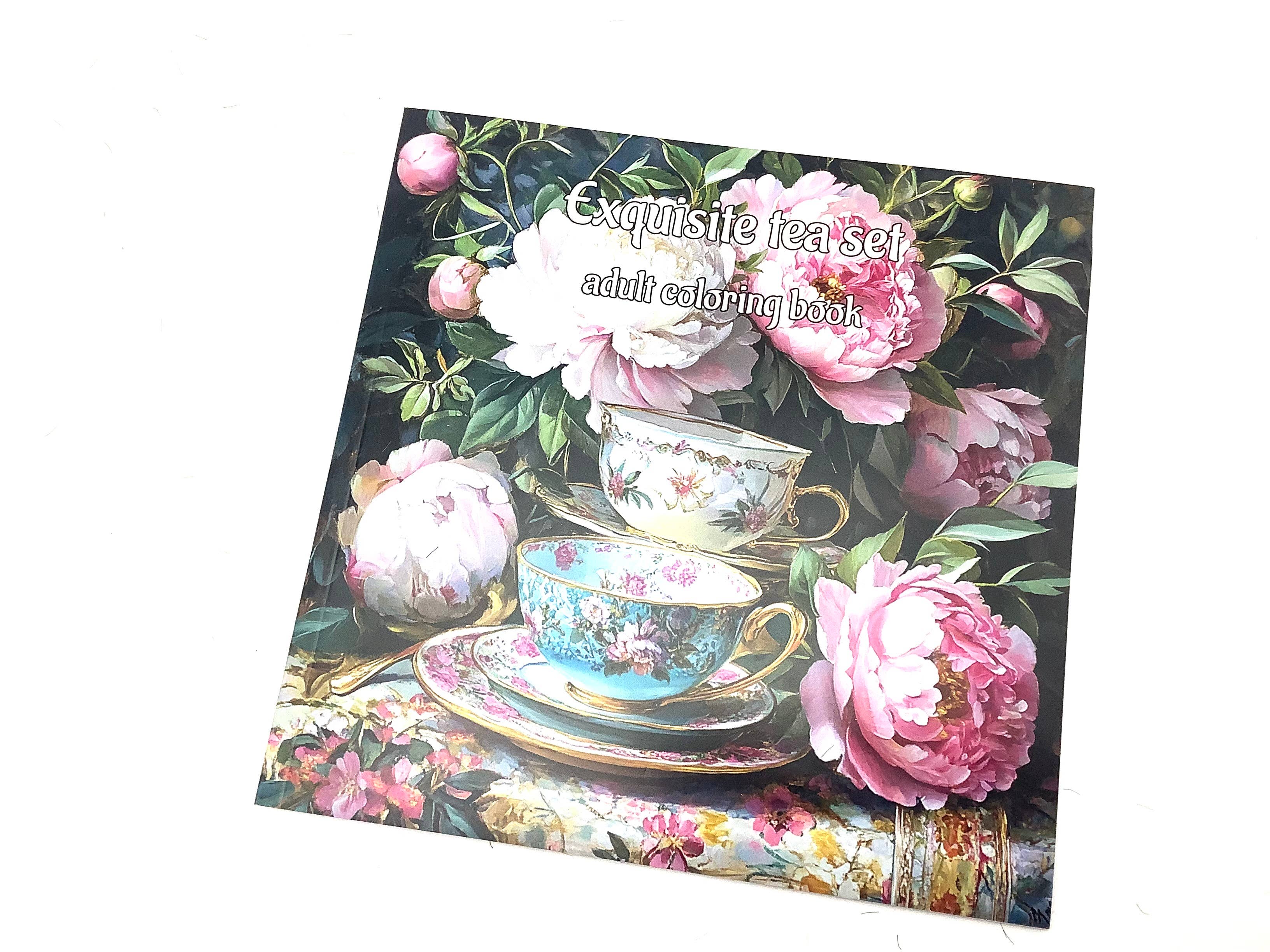 All Little Cute Things – Livro para colorir - Adulto por atacado – Bule, Chávenas, Livro para Colorir para Adultos. Favor de Festa Casa de Chá0