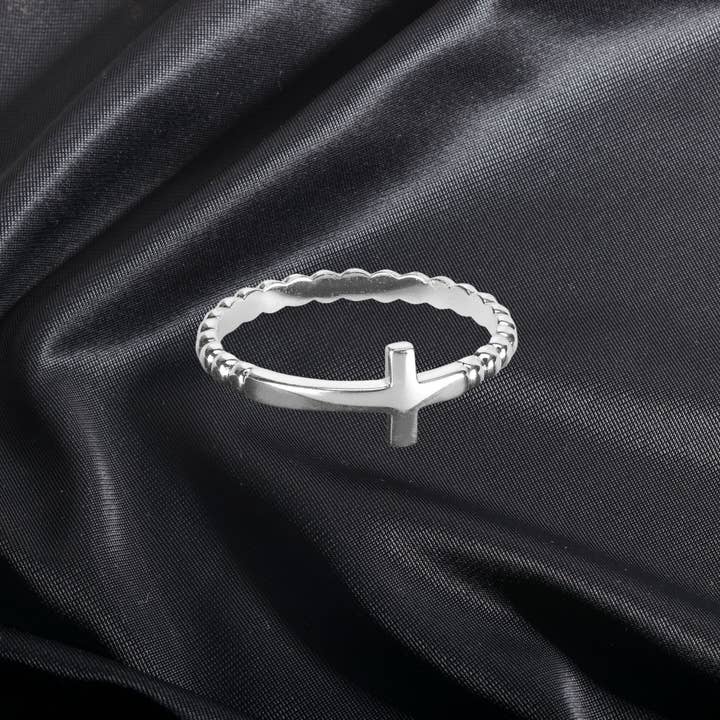 Dicksons - Wholesale Band/Stacked Ring - Ring Horizontal Cross Ball Band Size 71