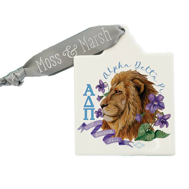 Alpha Delta Pi Watercolor Ornament for wholesale by Moss & Marsh