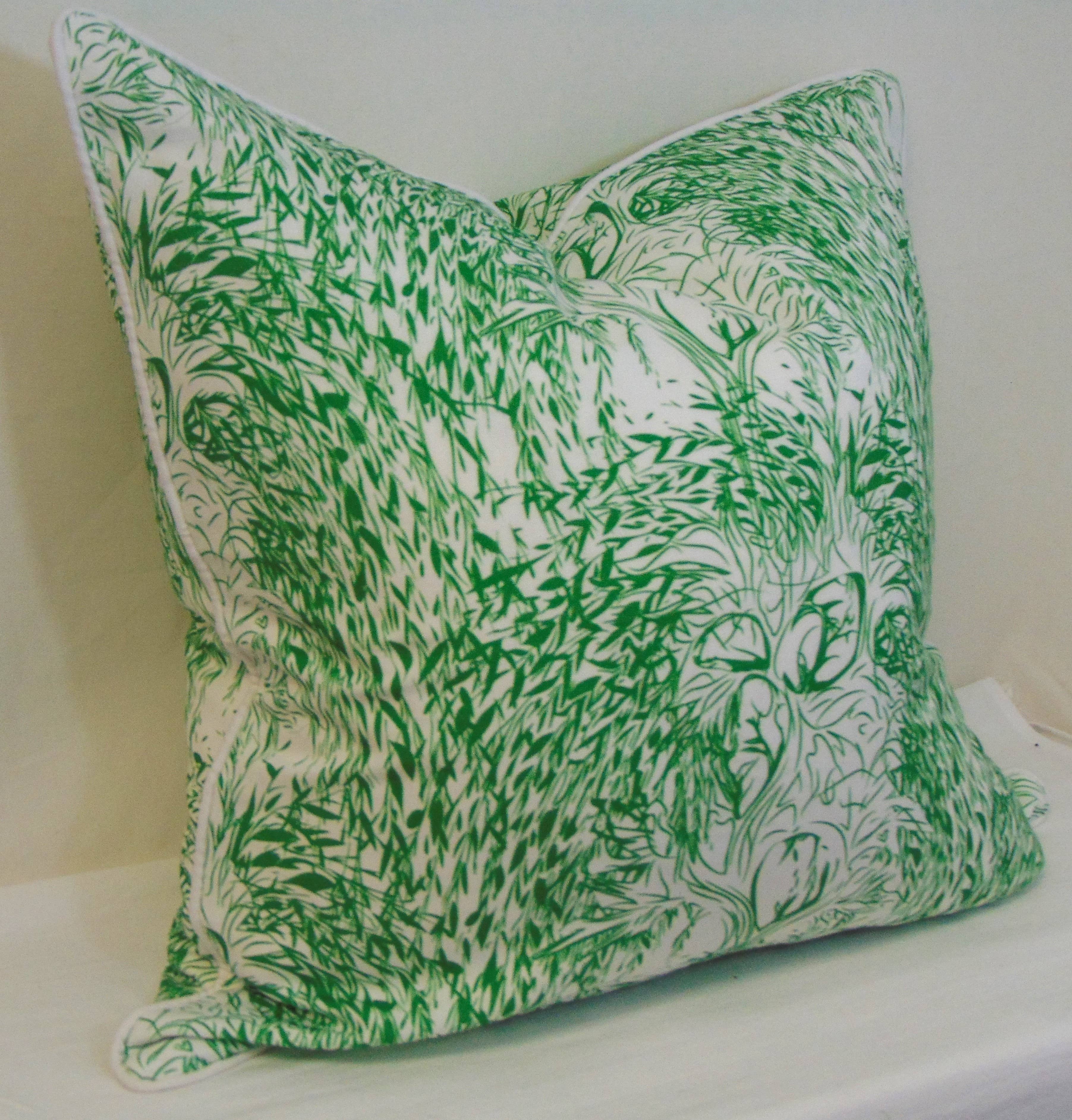 Lowcountry Linens – wholesale Throw pillow cover – Limited Edition Weeping Willow Green Pillow Cover With Welt 2