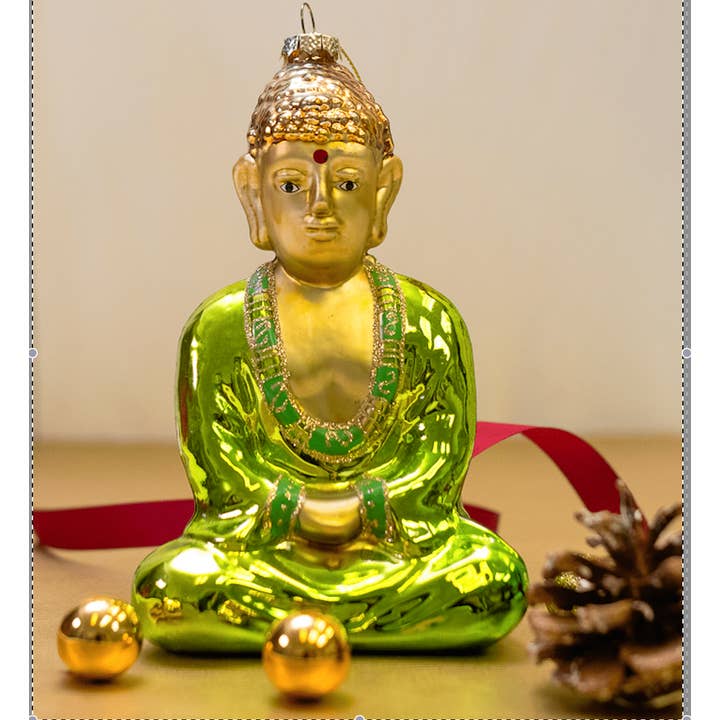 Statuetta in vetro da appendere «Buddha» - colore verde per la vendita all'ingrosso da parte di kamah yoga&style