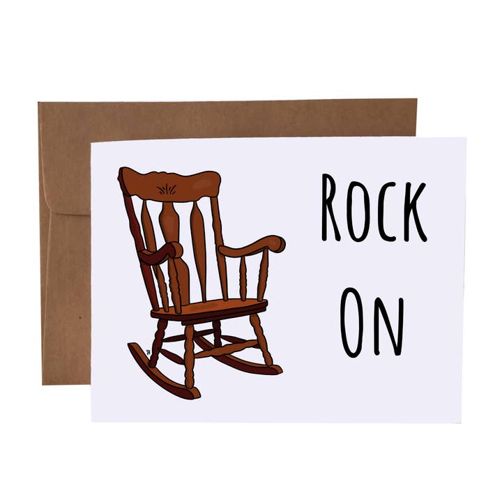 Rock On Rocking Chair Pun Greeting Card for wholesale by SKP ink