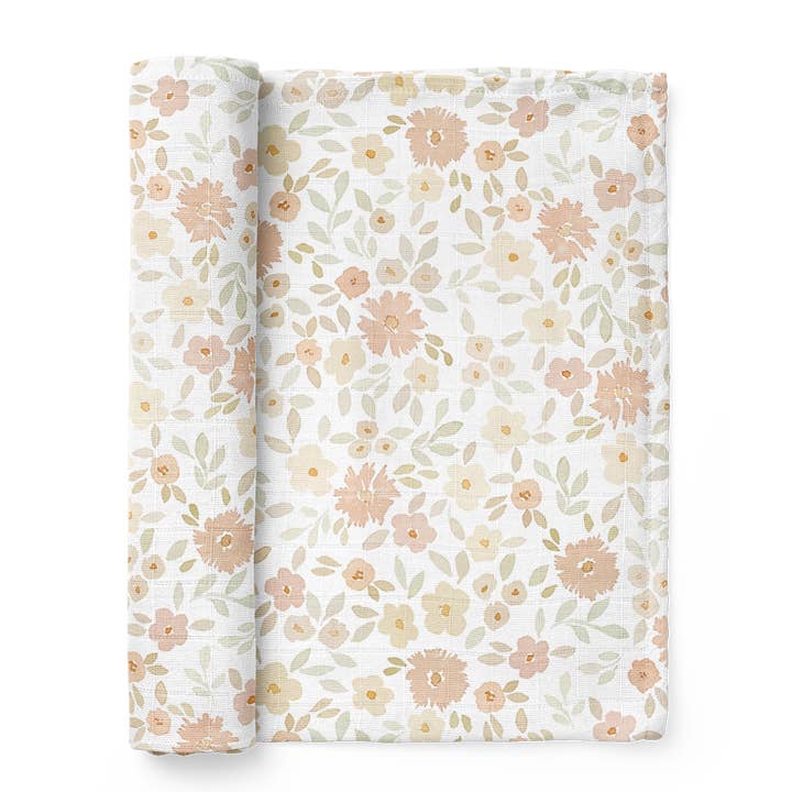 Muslin Swaddle Baby Blanket - Meadow Swaddle for wholesale by Mini Wander, LLC