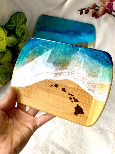 TBM Creations LLC - Wholesale Cheese Board - HAWAIIAN ISLANDS Ocean Charcuterie board Maui made0