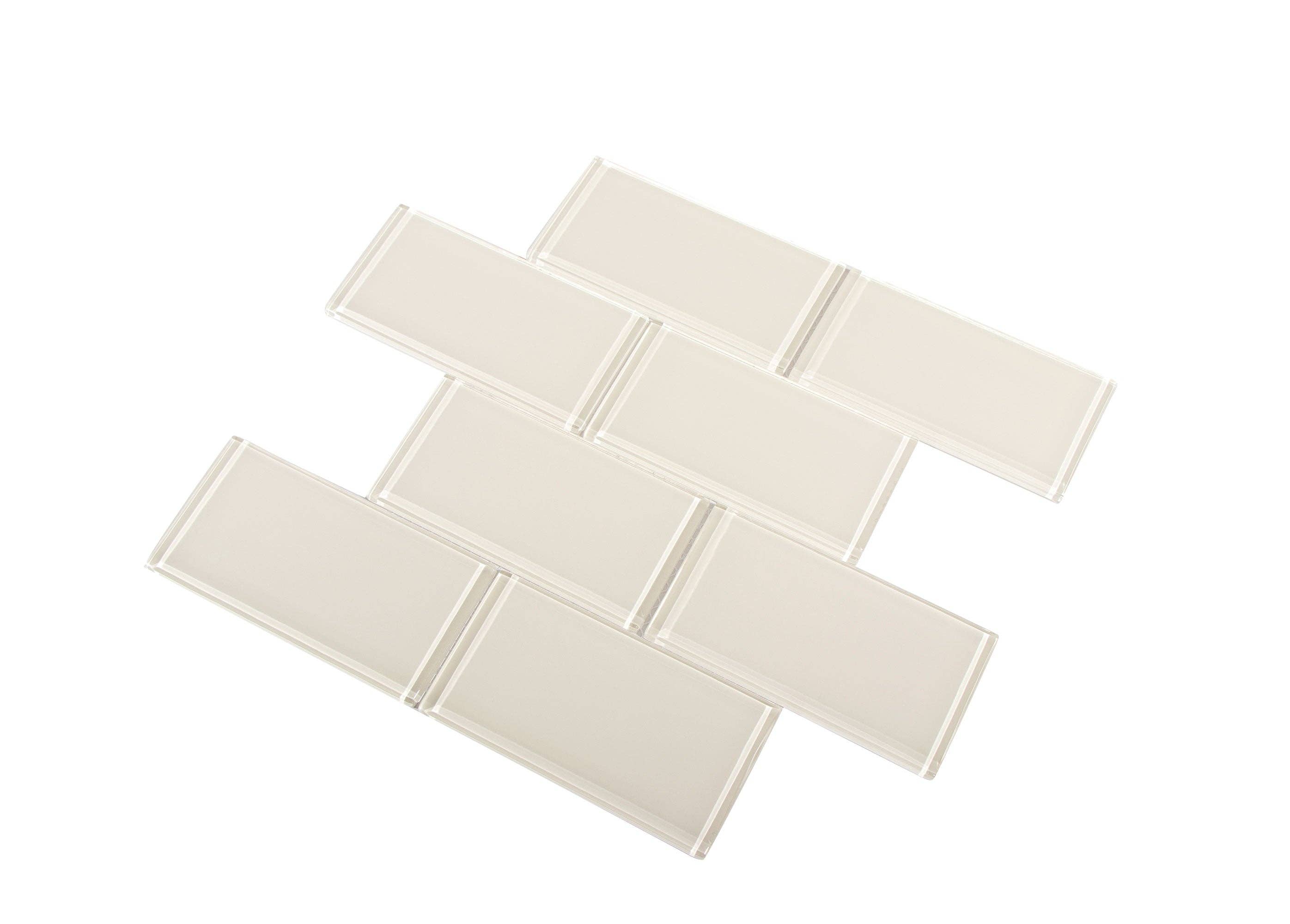 WS Tiles - Wholesale Wall Tile - 3" x 6" Glass Mosaic Subway Tile, Backsplash for Kitchen and Bathroom - 5 Square Feet Per Carton - Ivory2