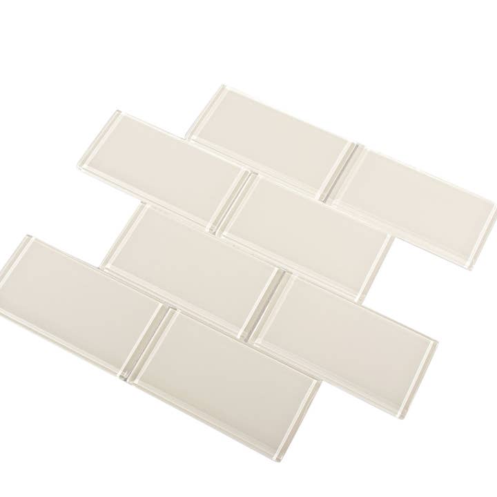 WS Tiles - Wholesale Wall Tile - 3" x 6" Glass Mosaic Subway Tile, Backsplash for Kitchen and Bathroom - 5 Square Feet Per Carton - Ivory2