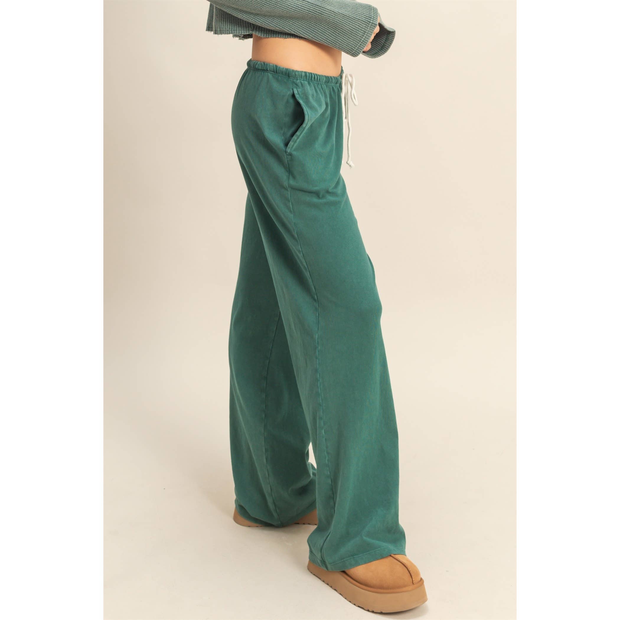 Double Zero - Vendita all'ingrosso Pantaloni sportivi/da jogging loungewear - Donna - Pantaloni rilassati a vita con coulisse lavati con minerali5