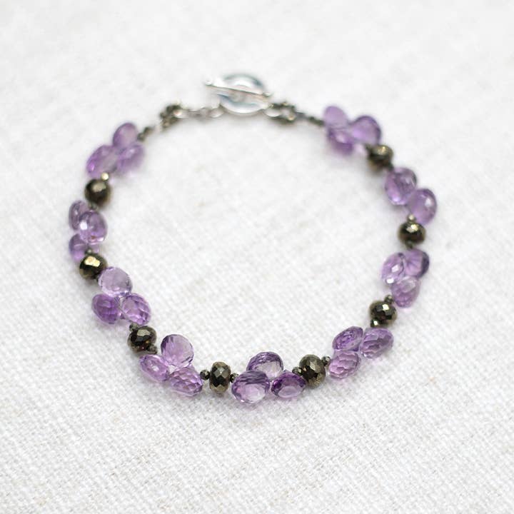 Amethyst & Pyrite Cluster Bracelet for wholesale by Susan Roberts Jewelry