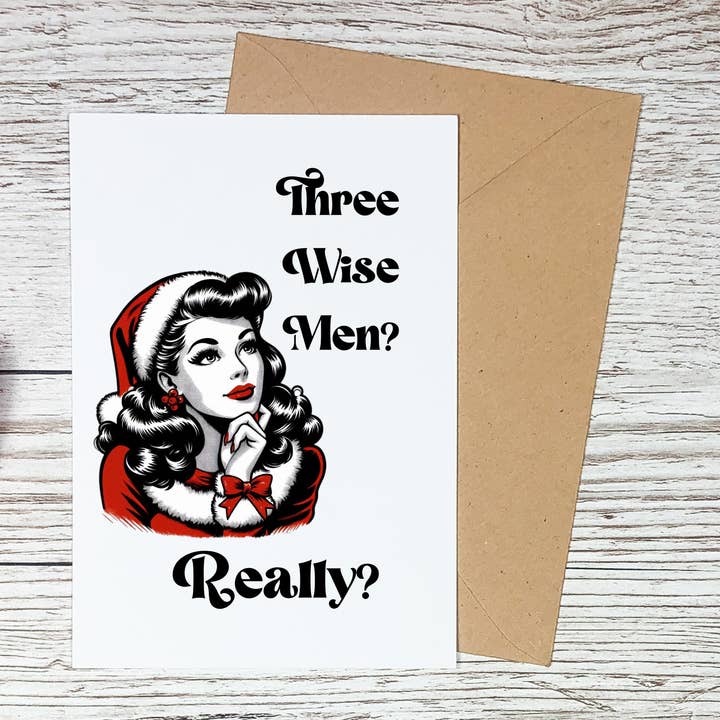 Funny Snarky Christmas Cards, Three Wise Men, Retro for wholesale by Sorry Not Sorry Co