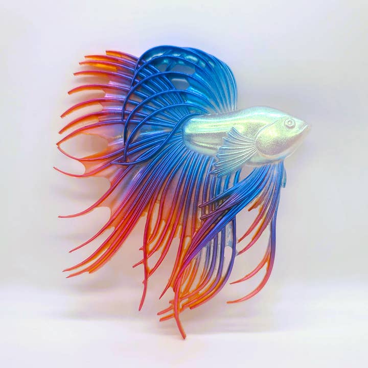 JEMS of the Sea - Wholesale Wall Accent - 6" Resin Betta Fish Wall Art - Holographic Color Shift9