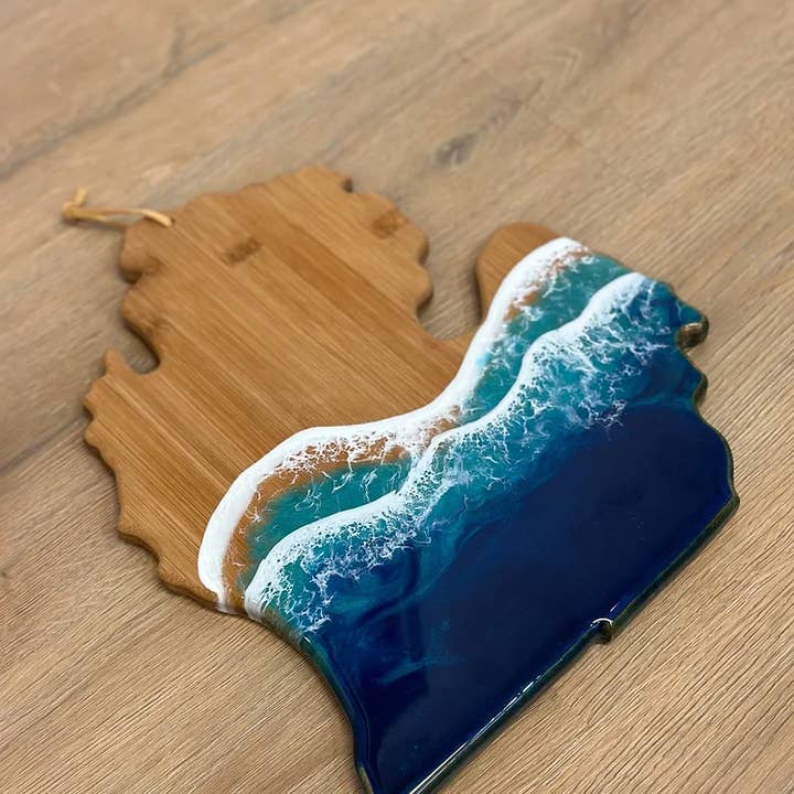 Resin Vibes by MB - Wholesale Cheese Board - Michigan Mitten Beach Charcuterie Board2