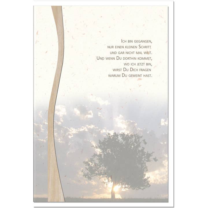 metALUm Carte de condoléances B6 – Lumière du soleil derrière l'arbre – Je suis parti – avec décoration en bois pour la vente par metALUm