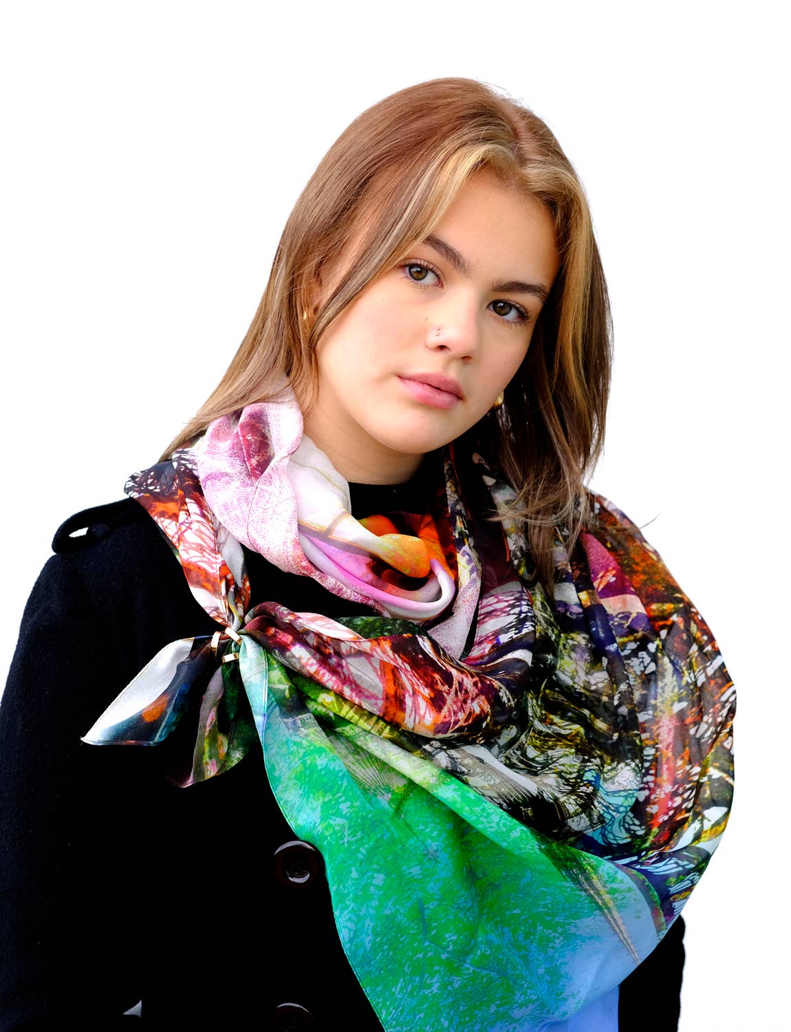 Bluyonda Silk Scarves - Wholesale Scarf – Unisex - Silk Chiffon Scarf "Paris Montage" 180cmx65cm.4