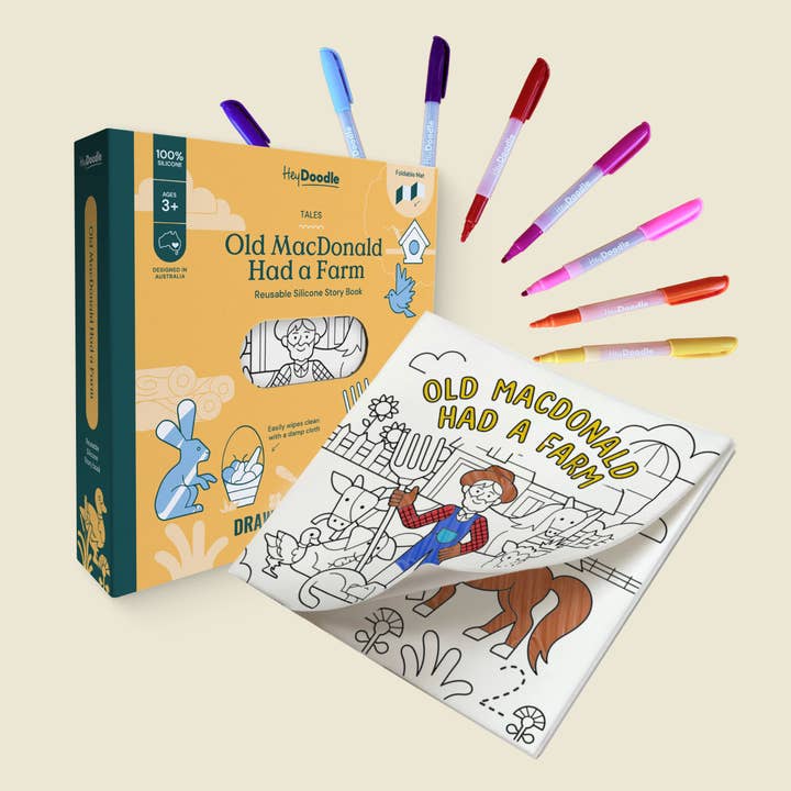 Old MacDonald Had a Farm Tales - Reusable Colouring Book for wholesale by HeyDoodle AUS