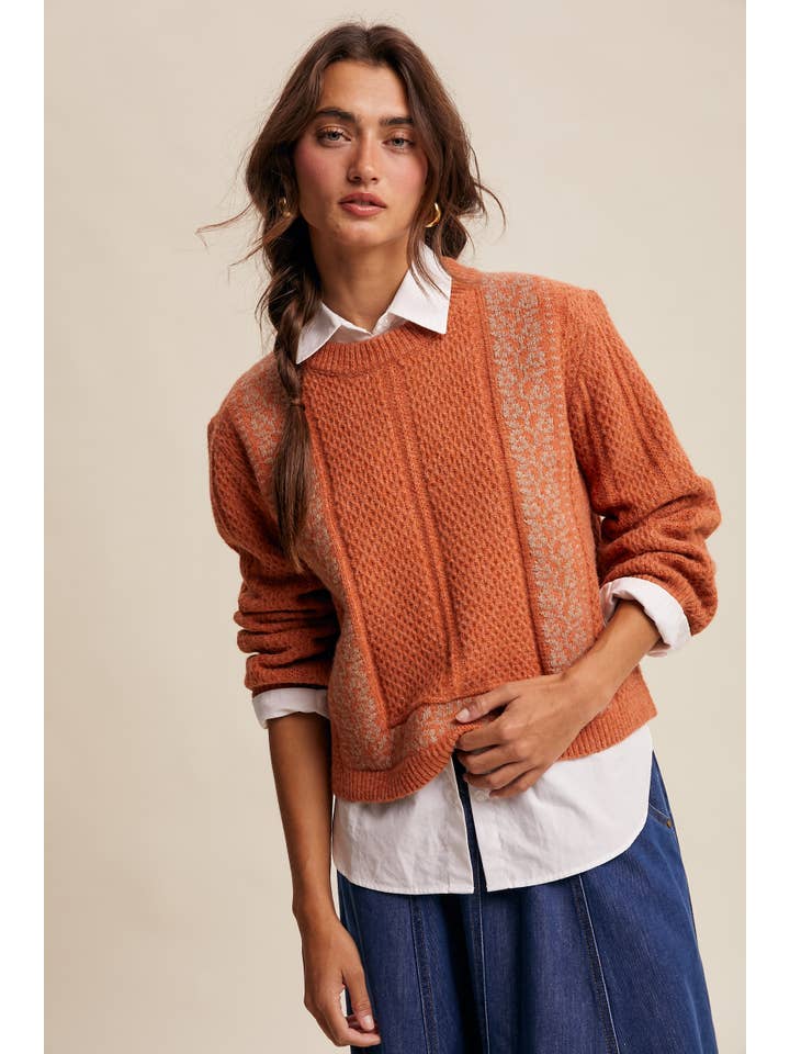 Listicle - Wholesale Knit Sweater - Women's - Textured Knit Crewneck Sweater LSW1026 10