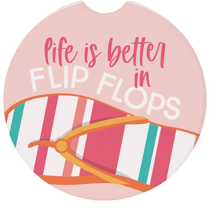 Life Better Flip Flops - Car Coasters for wholesale by Sincere Surroundings