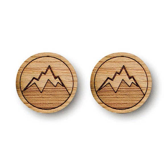 Bamboo Wood Earrings - Mountain for wholesale by Cabin + Cub