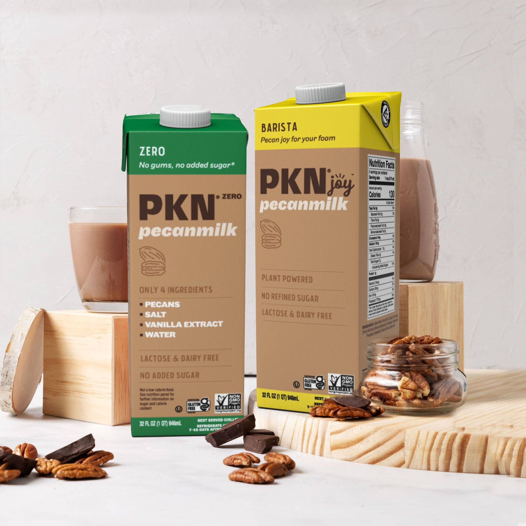 PKN - Wholesale Non-Dairy Milk - PKN Pecan Milk Sampler: Includes One of Each (PKNjoy™ Barista and PKN Zero) 32oz0