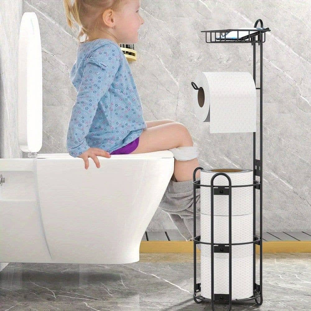 Naomi's Happy Place Shop - Wholesale Toilet Paper Holder - Toilet Paper Holder Stand, Black toilet Paper Holder Stand Stainless Steel Rustproof Tissue Roll Holder Floor Stand Storage for Bathroom4