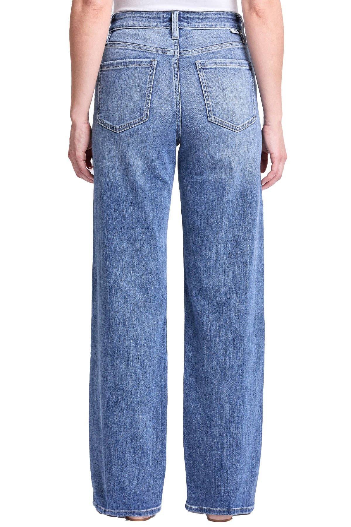 Ripped Medium Wash Jean large taille haute déchiré Hailey en vente sur Faire3