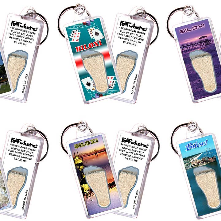 Llavero de recuerdo FootWhere® de Biloxi. 72 piezas/6 estilos surtidos. para venta al por mayor de FootWhere- USA Group, Inc.
