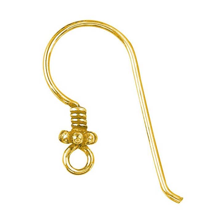 FG-108 18K Gold Overlay Granulated Coil Earwire For Jewelry Making for wholesale by Bali Designs