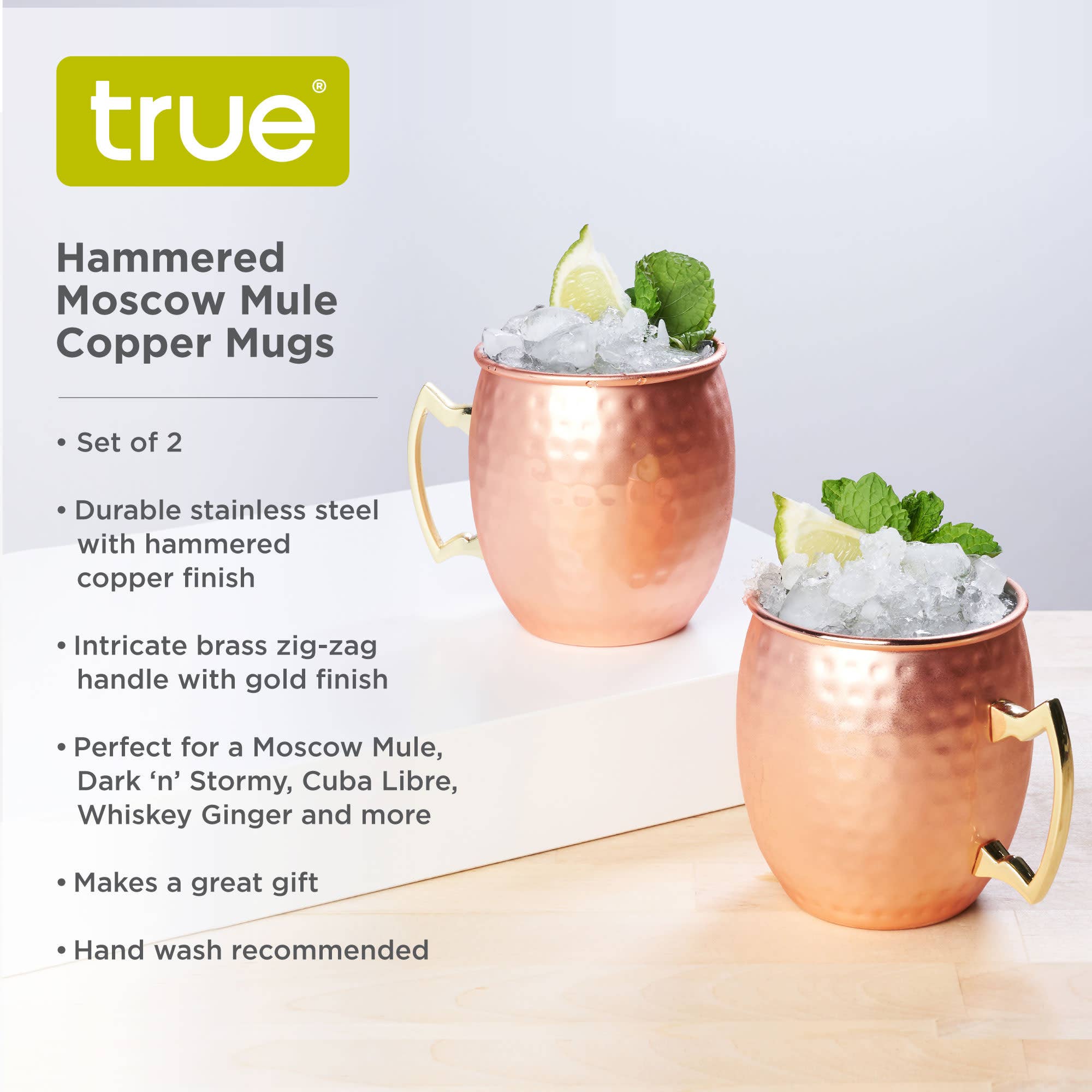 TRUE - Wholesale Cocktail/Liquor Glass - Hammered Copper Plated Moscow Mule Mugs Set of 24