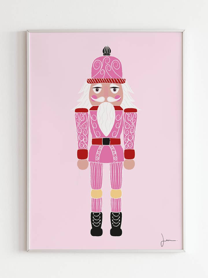 Pink Nutcracker Christmas Poster A4 for wholesale by Julia Studio Graphique