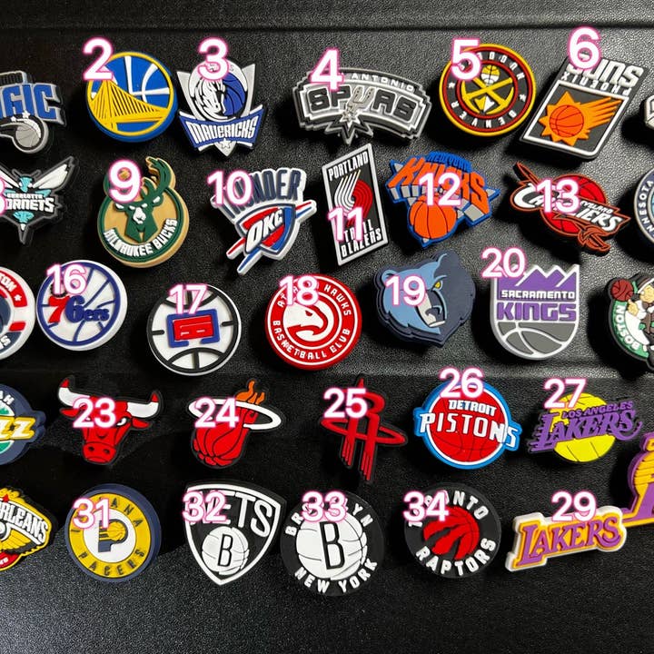 JuliesDecal - Wholesale Shoe Accessories - Pick your favorite BASKETBALL TEAM LOGO NBA shoe charms