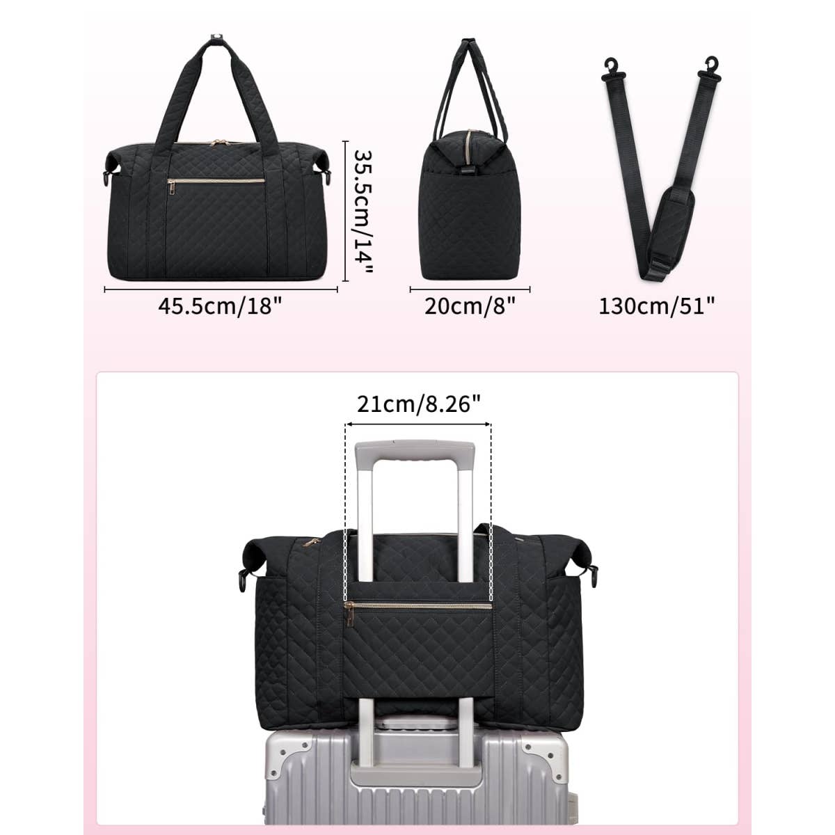 wandf – Großhandel Weekender-Tasche – Unisex – Gesteppte Schultertaschen Flugzeug Reisetasche Unter Sitz Tasche12