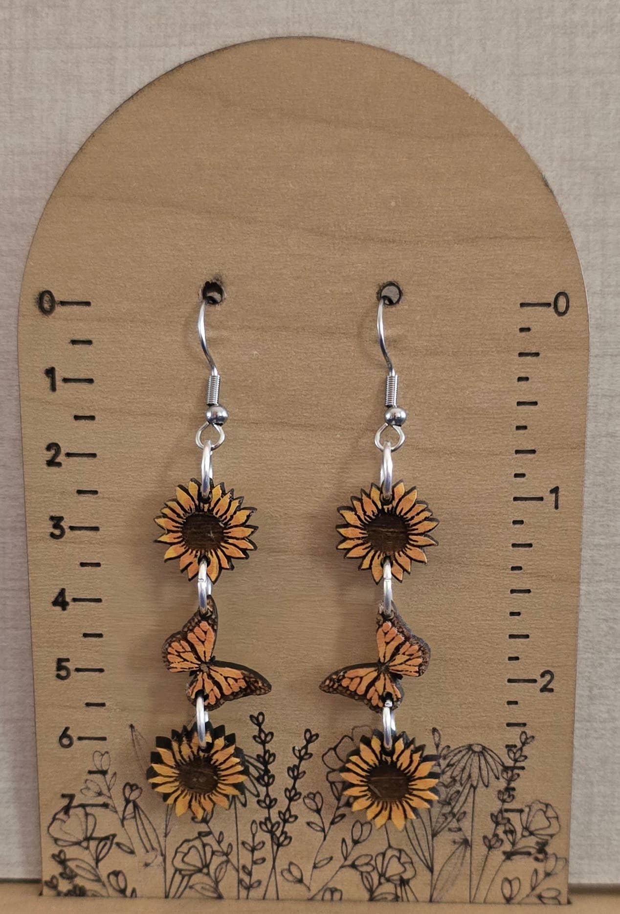 Silver Birch Designs Jewelry - Wholesale Dangle Earrings - Sunflower Monarch Butterfly Maple Earrings/ Hypoallergenic1