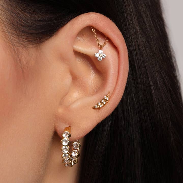 Schmuckgroßhandel - Wholesale Single Earring - Flower Hidden Helix | Titan