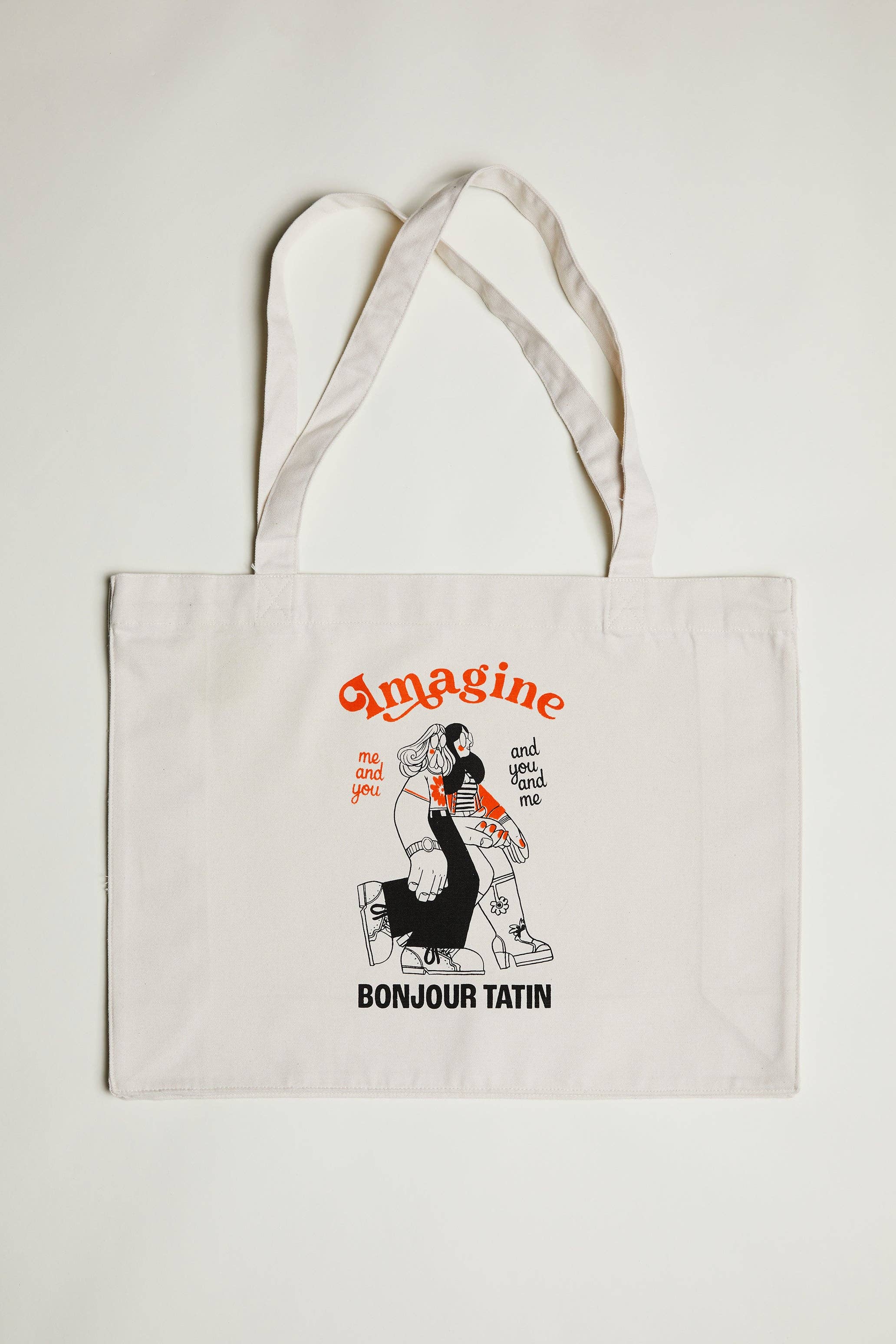 BonjourTatin – Engroshandel Tote bag - Dame – Off-white mulepose i økologisk bomuld - 'Imagine Me and You'1