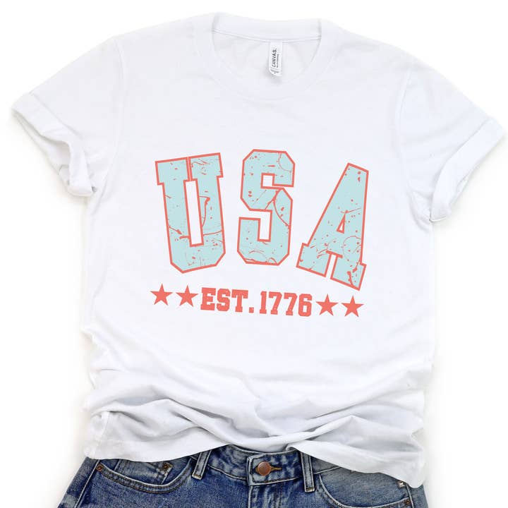 ATTA TOOD LLC - Wholesale T-Shirt (Graphic) - Women's - USA women's 4th of July graphic t-shirt, Patriotic, Holiday3