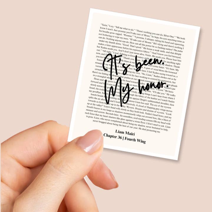 Foi uma. Honra minha. | Liam Sticker | Fantasia | Quarta Asa por atacado de Pretty Pages