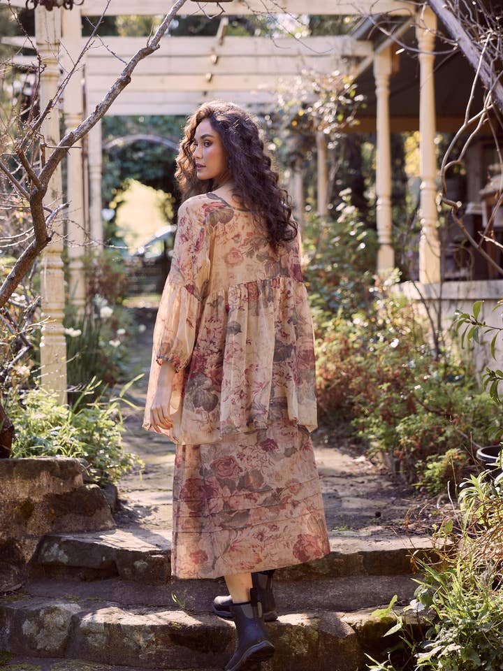 Rossetti Floral skirt. Antique Rose for wholesale by Miss Rose Sister Violet Australia