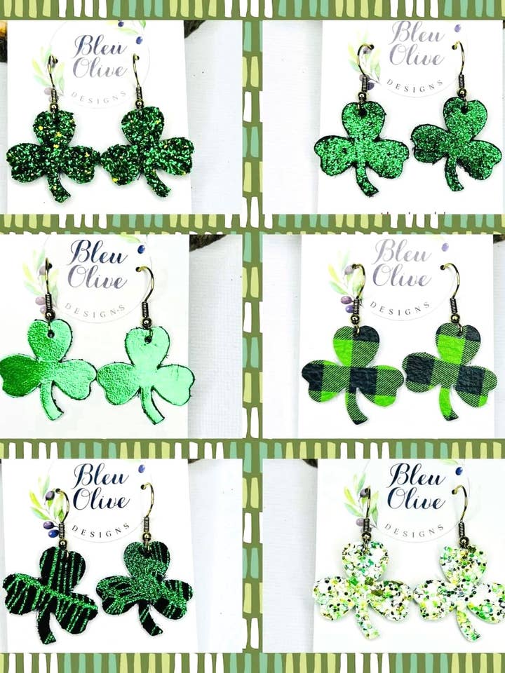 Boucles d'oreilles en cuir Lucky Charms pour la vente par Bleu Olive Designs