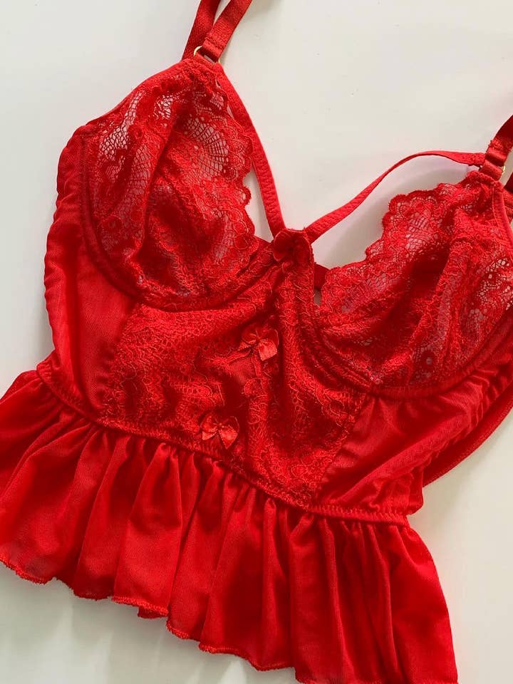 Ruby Kalyn Longline Lace Peplum Bra for wholesale by Annmarie Kahn