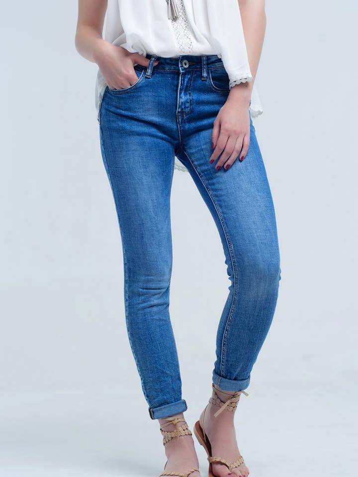 Pantaloni jeans basic con tasche per la vendita all'ingrosso da parte di Q2—All Orders:Free Duties for the US,UK,and Canada