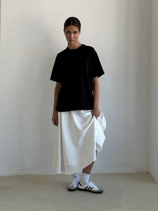 Hope & Sunshine - Vendita all'ingrosso Gonna - Donna - Gonna midi a vita alta in raso3