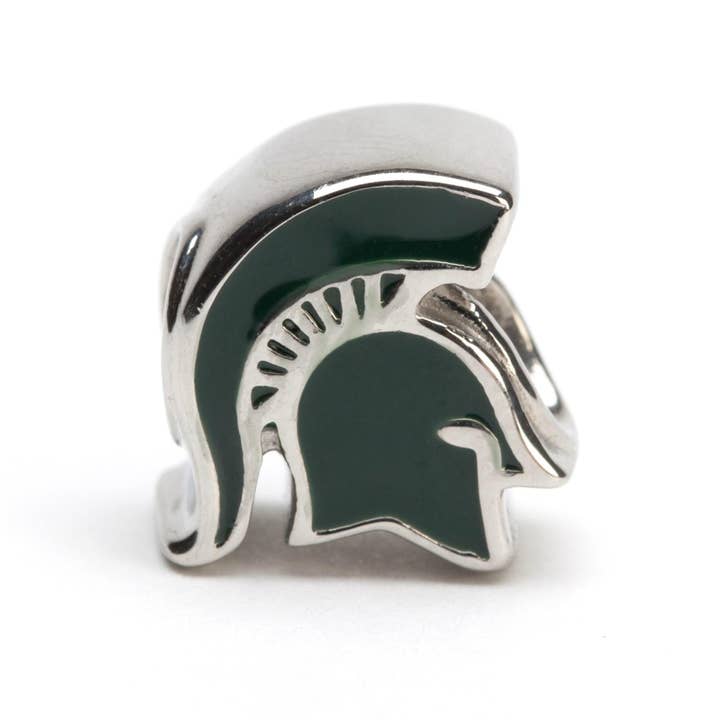 Stone Armory - Wholesale Individual Charm/Pendant - Michigan State Bead Charm - Green Spartan Sideview