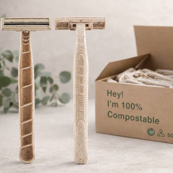 50 biologisk nedbrydelige barberblade – komposterbare og affaldsfrie for engroshandel hos Conscious Generation
