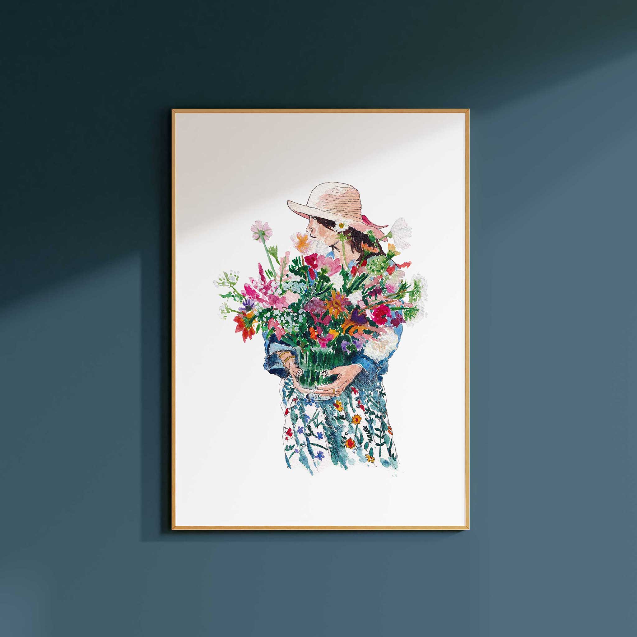 Jenny Vellacott - Wholesale Art Print - Art Print Woman with Flower Print Floral Design2