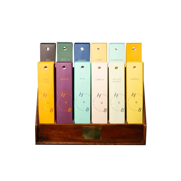 H&B Incense - Wholesale Retailer Display - Apparel - Display for 12 Wood-colored Fragrances