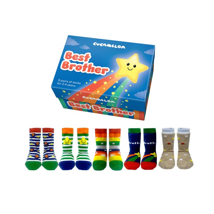 BEST BROTHER |5 Pairs for 2-4 Years |Giftbox |Cucamelon for wholesale by Sock Academy