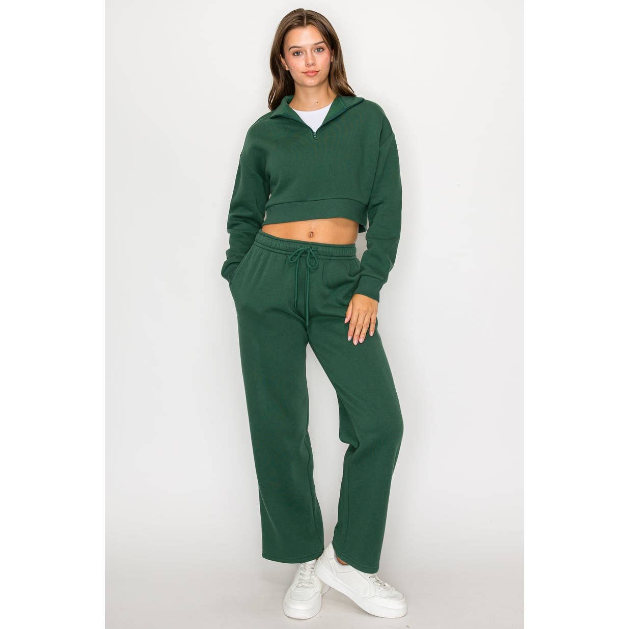 UP CLOTHING - Vente Sweat-shirt – femme - Sweat-shirt court à manches longues en polaire à demi-fermeture éclair3