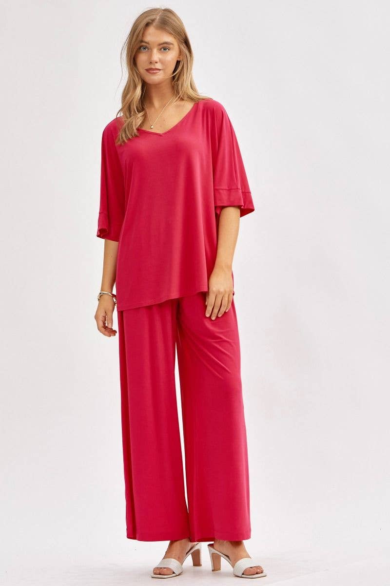 Dear Scarlett - Wholesale Top & Pant Set (NOT Loungewear) - Women's - Stylish Flowy Top + Wide Leg Set TRVSET-CABANA12