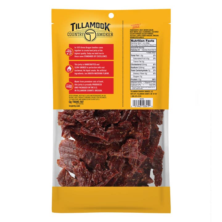 Tillamook Country Smoker - Vente Viande séchée - Véritable bois franc fumé vieux boeuf saccagé