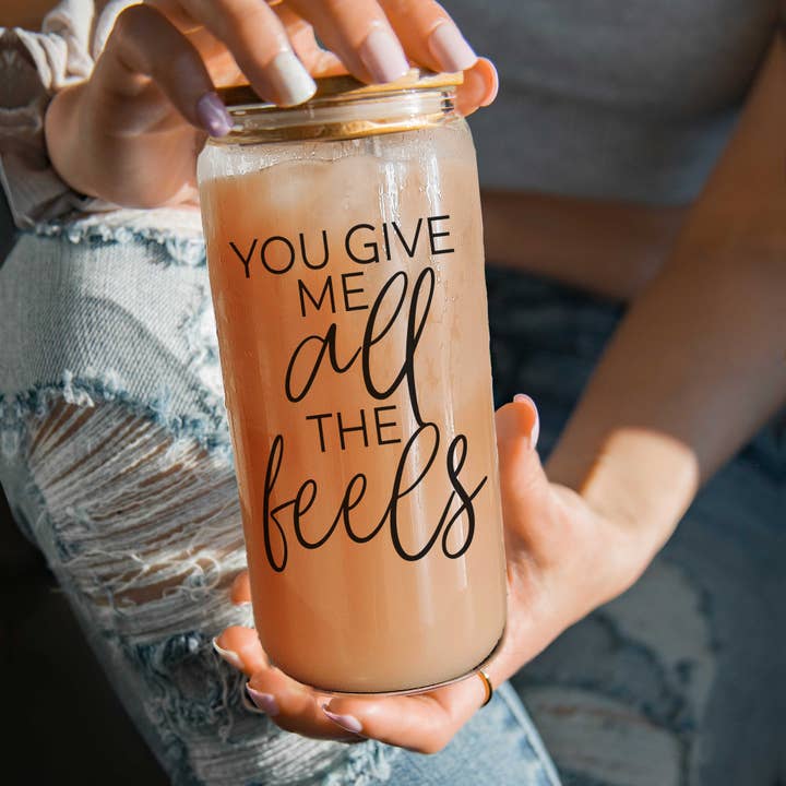 Gia Roma - Wholesale Drinking Glass/Cup - Bless Your Heart | 20oz Tumbler Glass Cups with Lid & Straw